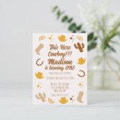 Eerste verjaardag Regenbogen Rodeo's Groovy verjaa Briefkaart (Staand voorkant)