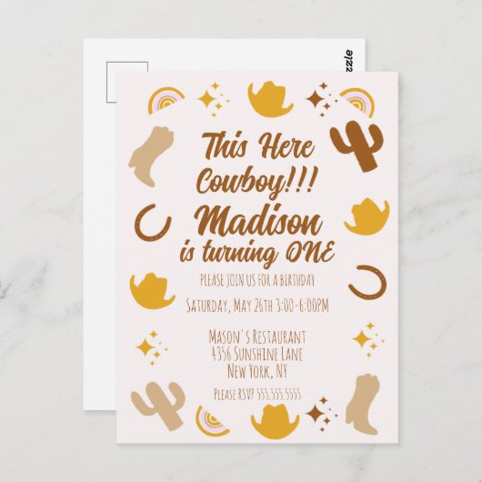 Eerste verjaardag Regenbogen Rodeo's Groovy verjaa Briefkaart (Voorkant / Achterkant)