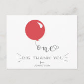 Eerste verjaardag Rode Ballon Bedankbericht kaart (Voorkant)