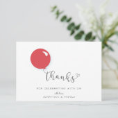 Eerste verjaardag Rode Ballon Bedankt (Staand voorkant)