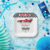 Eerste verjaardag rode race auto snel een papieren bordje (Feest)