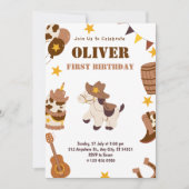 Eerste Verjaardag Rodeo Kinder Jongen 1e Uitnodigi Kaart (Voorkant)