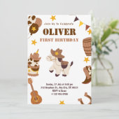 Eerste Verjaardag Rodeo Kinder Jongen 1e Uitnodigi Kaart (Staand voorkant)