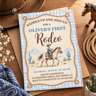 Eerste verjaardag rodeo voor jongens kaart