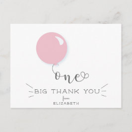 Eerste verjaardag Roze ballon Bedankt kaart