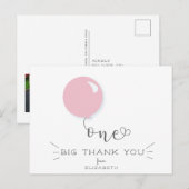 Eerste verjaardag Roze ballon Bedankt Post Card Briefkaart (Voorkant / Achterkant)