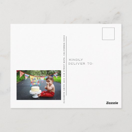 Eerste verjaardag Roze ballon Bedankt Post Card Briefkaart (Achterkant)