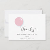 Eerste verjaardag roze ballon dank u bedankkaart (Voorkant)
