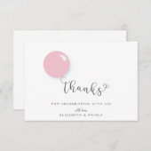 Eerste verjaardag roze ballon dank u bedankkaart (Voorkant / Achterkant)