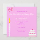 Eerste verjaardag roze bande babymeisje kaart (Achterkant)