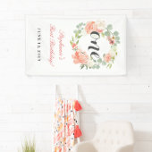 Eerste Verjaardag Roze Bloemenkrans Een Banner (Insitu)