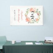 Eerste Verjaardag Roze Bloemenkrans Een Banner (Beurs)
