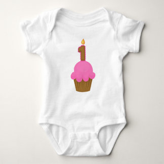 Eerste verjaardag Roze Cupcake Romper