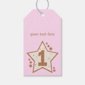 Eerste verjaardag Roze en Gold Star Cadeaulabel (Voorkant)
