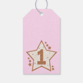Eerste verjaardag Roze en Gold Star Cadeaulabel (Achterkant)