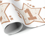 Eerste verjaardag Roze en Gold Star Cadeaupapier (Rol Hoek)