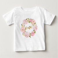 Eerste verjaardag Roze Floral T-shirt