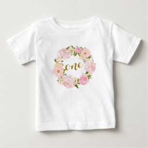 Eerste verjaardag Roze Floral T-shirt