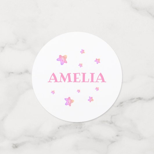 Eerste Verjaardag Roze Foto Verjaardagsfeest Confetti (Kleine voorkant)