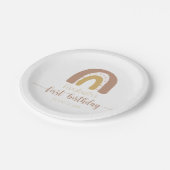 Eerste verjaardag Roze Gold Minimalist Rainbow Papieren Bordje (Gekanteld)