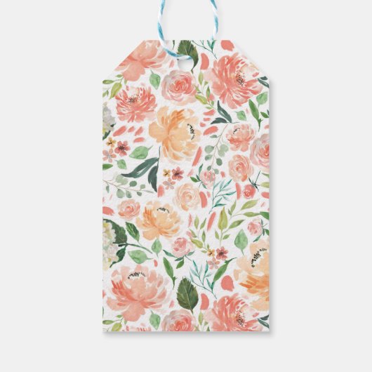 Eerste Verjaardag Roze Goud Bloemen Krans Labels Cadeaulabel (Achterkant)