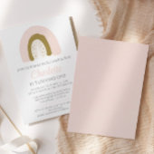 Eerste verjaardag roze gouden pastel regenboog kaart