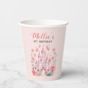 Eerste verjaardag Roze Kasteel Prinses Papieren Bekers