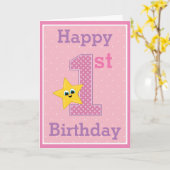 Eerste verjaardag, Roze met de Gele Ster Kaart (Gele Bloem)