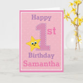 Eerste verjaardag, Roze met de Gele Ster Kaart (Gele Bloem)