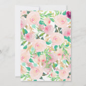 Eerste verjaardag roze mooie Florale uitnodiging, Kaart (Achterkant)