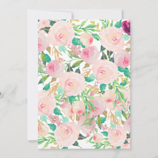 Eerste verjaardag roze mooie Florale uitnodiging, Kaart (Achterkant)