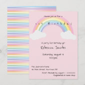 Eerste verjaardag roze regenboog en wolken kaart (Voorkant / Achterkant)