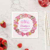 Eerste Verjaardag Roze Rose Swirly Hart Valentijns Servet (Insitu)
