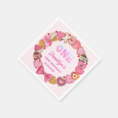 Eerste Verjaardag Roze Rose Swirly Hart Valentijns Servet (Hoek)