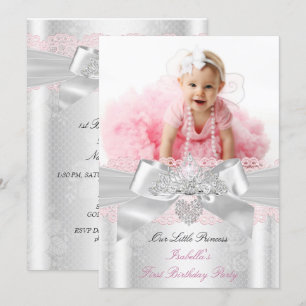 Eerste verjaardag: Roze witte lens Diamond Tiara Kaart