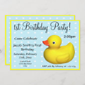 Eerste verjaardag Rubber Ducky Kaart (Voorkant / Achterkant)