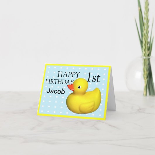 Eerste verjaardag Rubber Ducky Kaart (Voorkant)