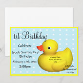 Eerste verjaardag Rubber Ducky Kaart (Voorkant / Achterkant)