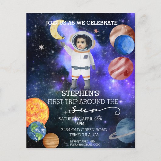 Eerste verjaardag ruimte astronaut sterrenstelsel (Voorkant)