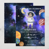 Eerste verjaardag ruimte astronaut sterrenstelsel kaart (Voorkant / Achterkant)