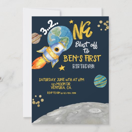 EERSTE VERJAARDAG, RUIMTE VERJAARDAG, BLAST OFF (Voorkant)