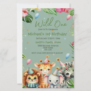 Eerste Verjaardag Safari Animal Wild One Floral Briefpapier