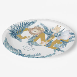 Eerste Verjaardag Safari Dieren Custom Papieren Bordje