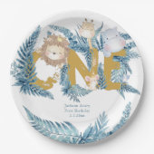 Eerste Verjaardag Safari Dieren Custom Papieren Bordje (Voorkant)