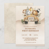 Eerste Verjaardag Safari Oerwoud Dieren Party Kaart (Voorkant / Achterkant)