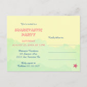 Eerste verjaardag schattige baby haai oceaan geel  uitnodiging briefkaart (Achterkant)