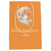 Eerste Verjaardag Schattige Ghost Moon Spooky One  Medium Cadeauzakje (Voorkant)