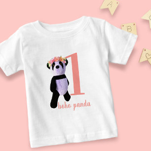 Eerste Verjaardag Schattige Panda Girl Baby T-shir