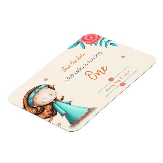 Eerste verjaardag schattige prinses, sla de datum magneet (Linkerzijde)