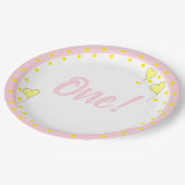 Eerste Verjaardag Schattigee Confetti en Hartballo Papieren Bordje (Gekanteld)